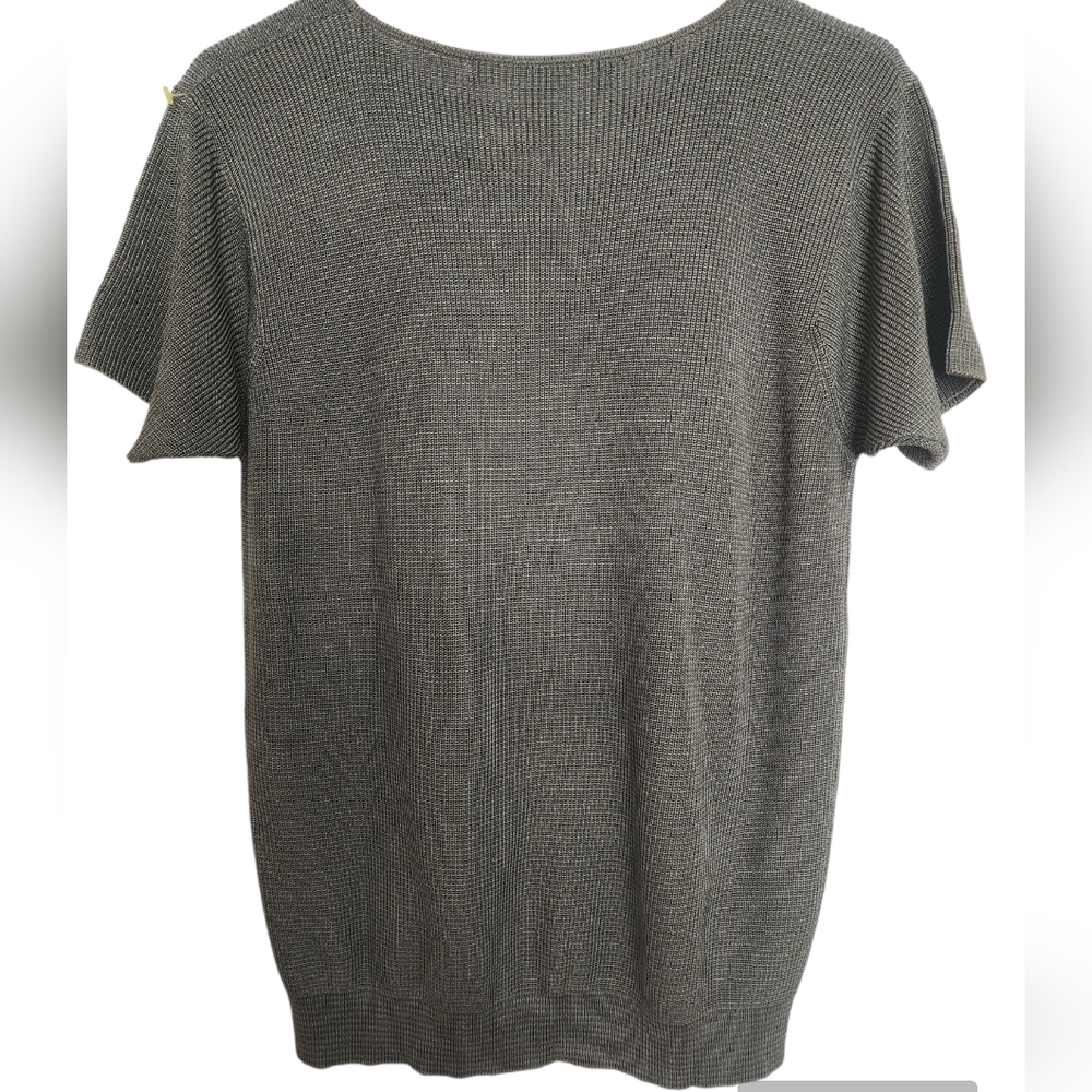Linda Allard For Ellen Tracy Green Silk Knit Short Sleeve Top Large - Picture 2 of 6